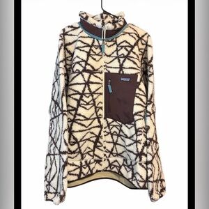 Patagonia Retro-X Jacket XXL Brown Cream Pattern Fleece Full Zip Men’s